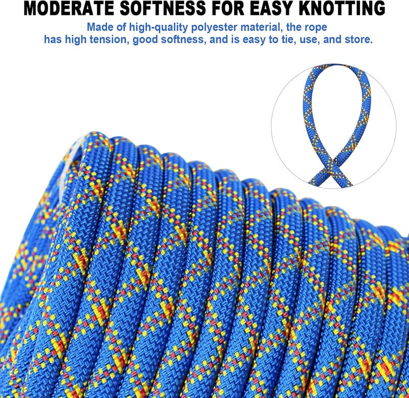 Meyoppm Braided Polyester Arborist Rigging Rope (3/8 inch x 150 feet), High Strength Arborist Rigging Rope for Outdoor Rock Climbing, Mountain Climbing, Hiking, etc - Image 4